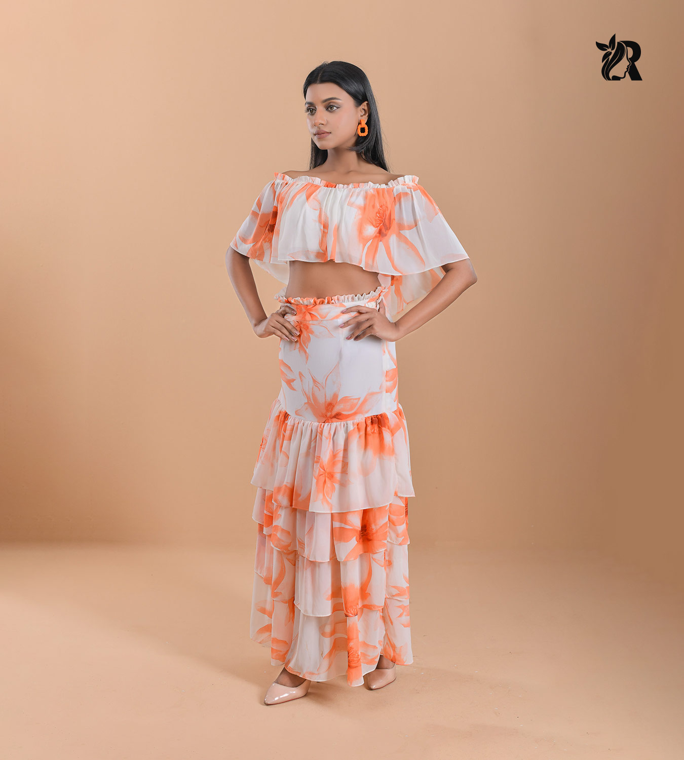 Dressy Feminine White Orange (1)