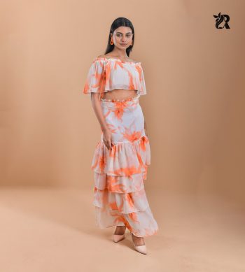 Dressy Feminine White Orange