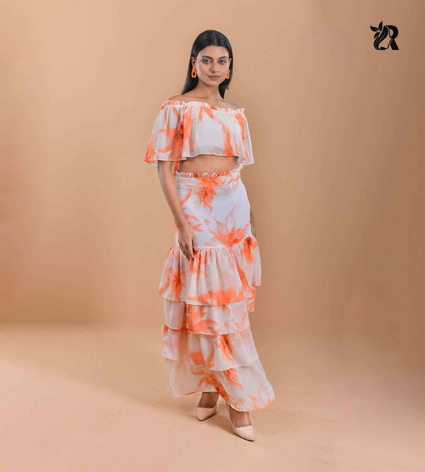 Dressy Feminine White Orange (2)