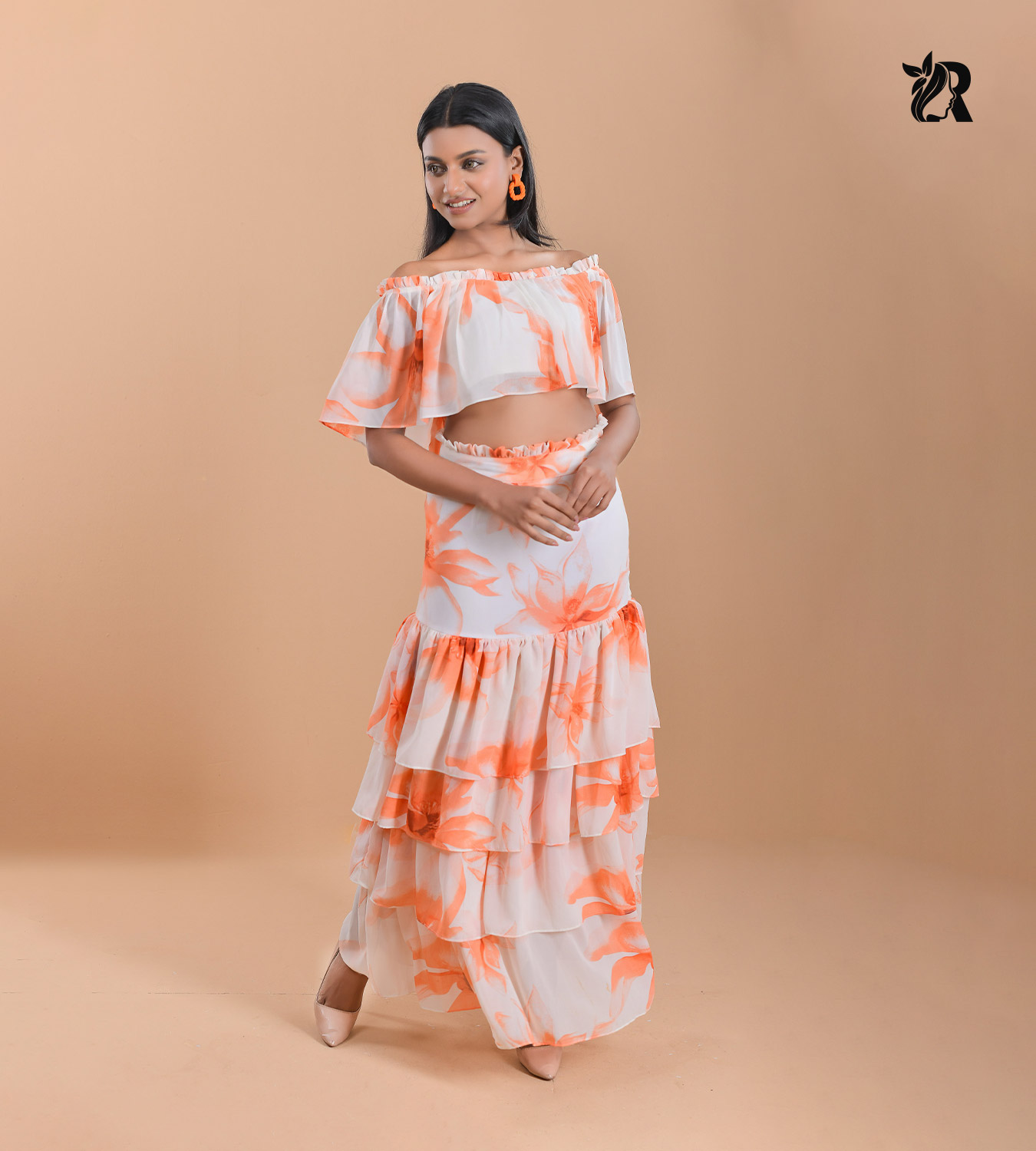 Dressy Feminine White Orange (5)