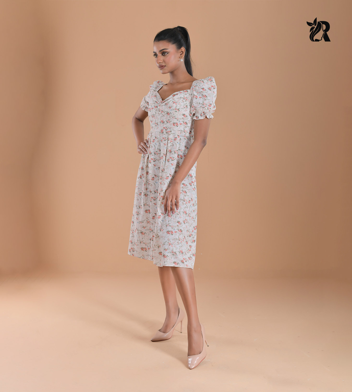 Romantic Floral Print Midi Dress (1)