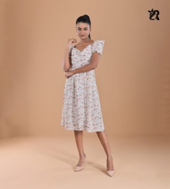 Romantic Floral Print Midi Dress