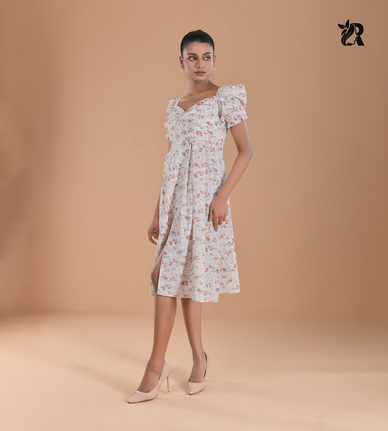 Romantic Floral Print Midi Dress (4)