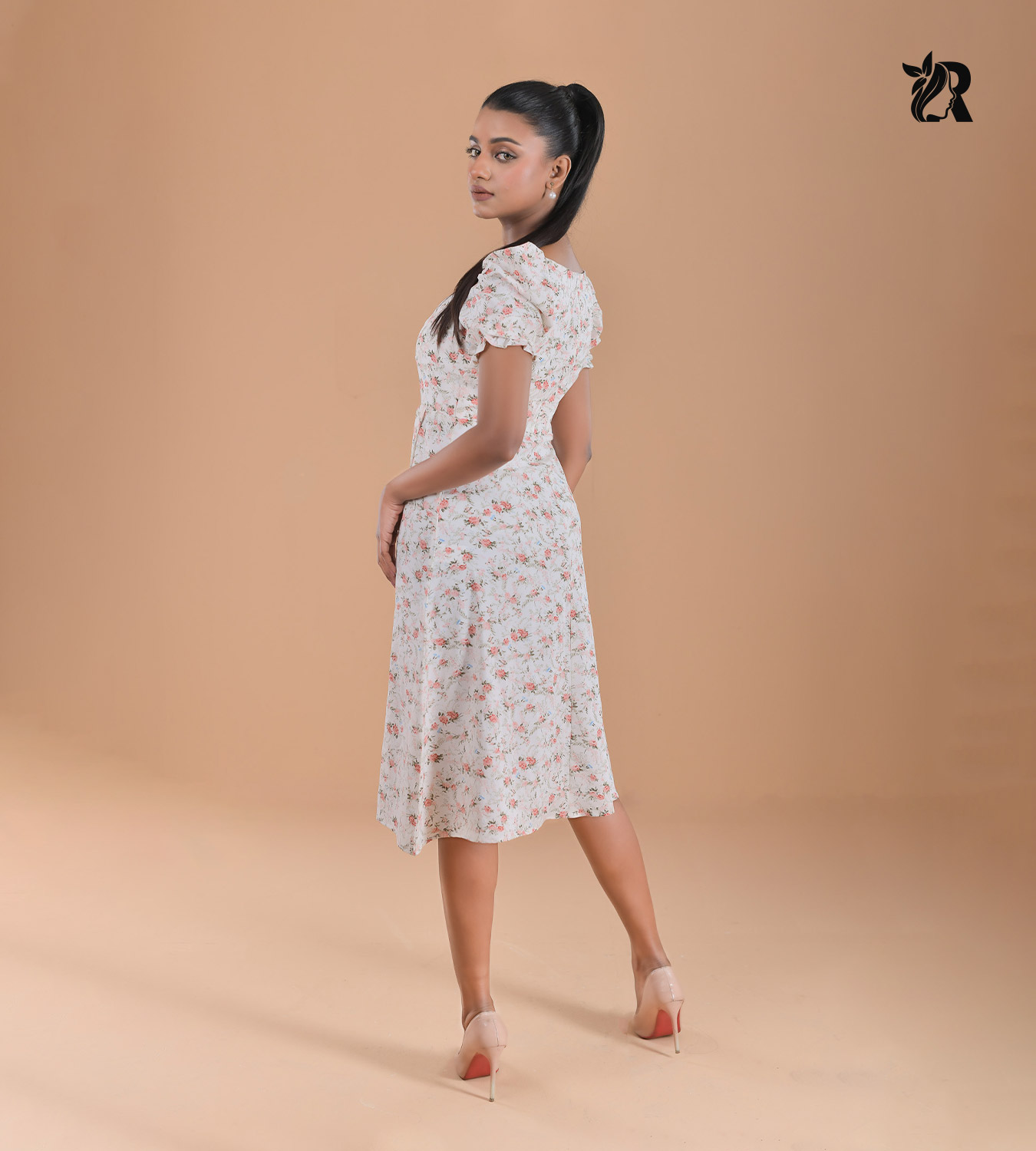 Romantic Floral Print Midi Dress (6)