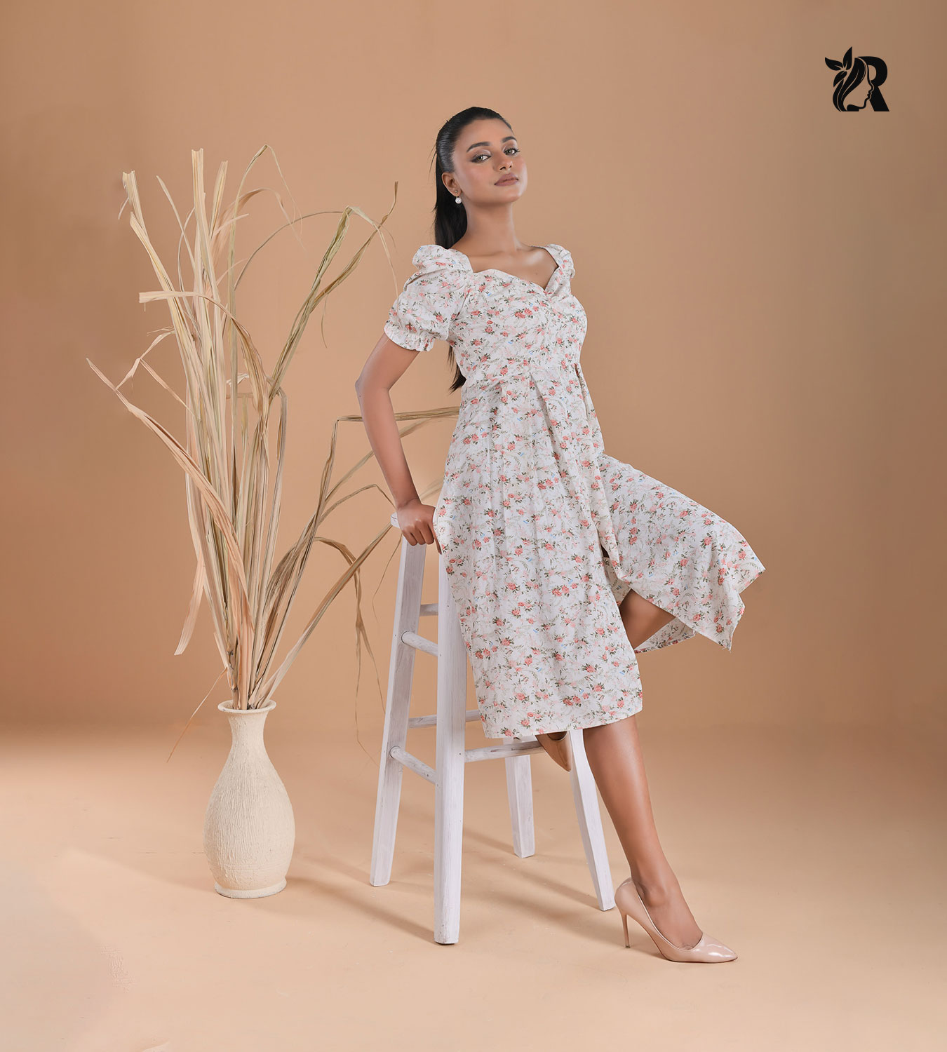 Romantic Floral Print Midi Dress (7)