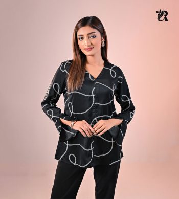 Geometric Print Pullover Thin Chiffon Shirt