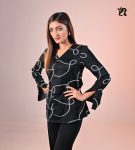 Geometric Print Pullover Thin Chiffon Shirt (2)