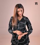 Geometric Print Pullover Thin Chiffon Shirt (2)