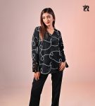 Geometric Print Pullover Thin Chiffon Shirt (2)