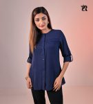 Navy Blue Color Pintuck Design Shirt