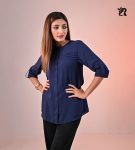 Navy Blue Color Pintuck Design Shirt (6)