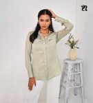 Solid Collared Button-Up Flap Pocket Blouse (5)