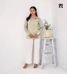 Solid Collared Button-Up Flap Pocket Blouse
