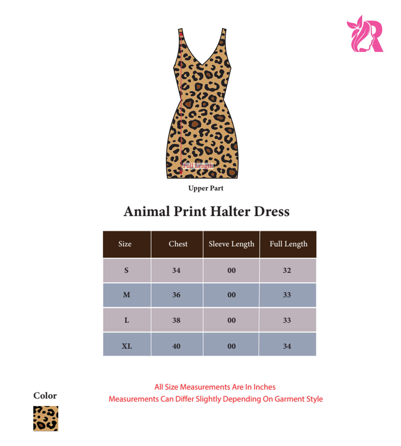 Animal Print Halter Dress Mesh Hem (1)