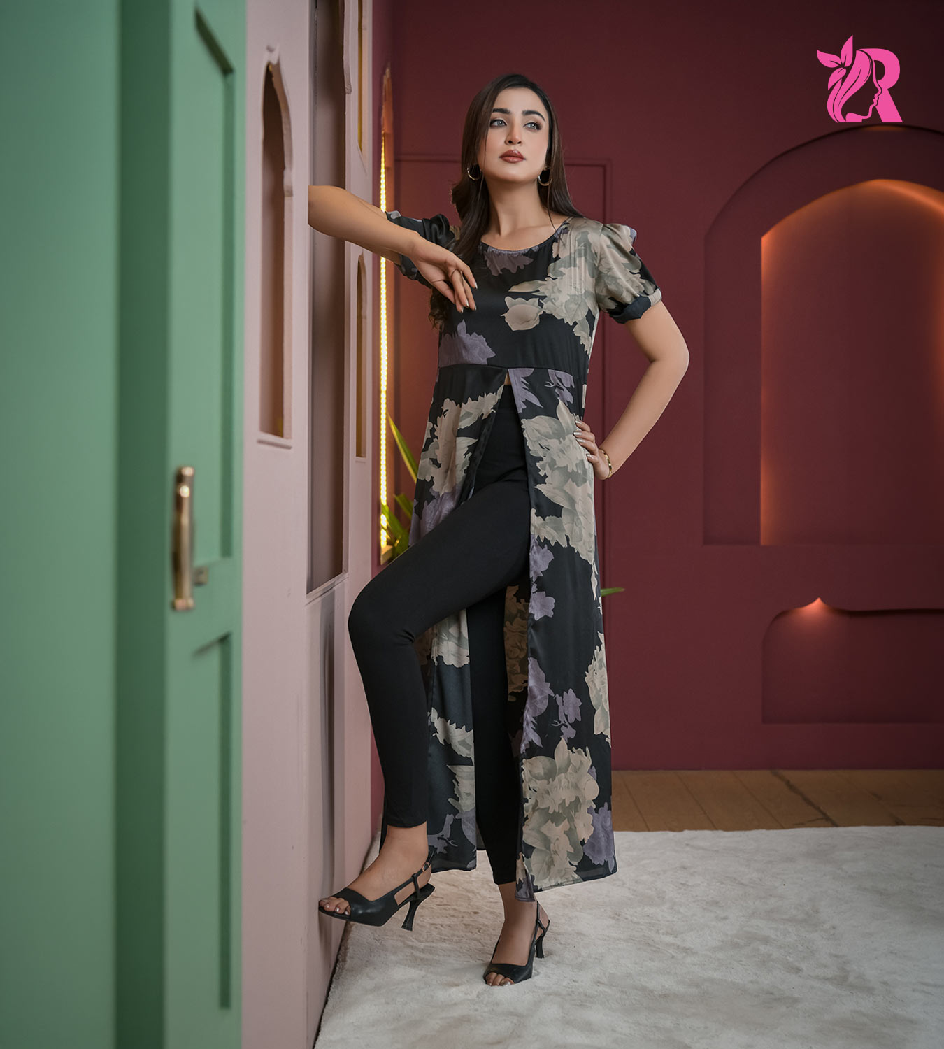 Black Floral Printed Party Wear (5)