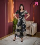 Black Floral Printed Party Wear