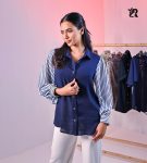 Solid Collared Buttoned Top with Balloon Sleeves (4)