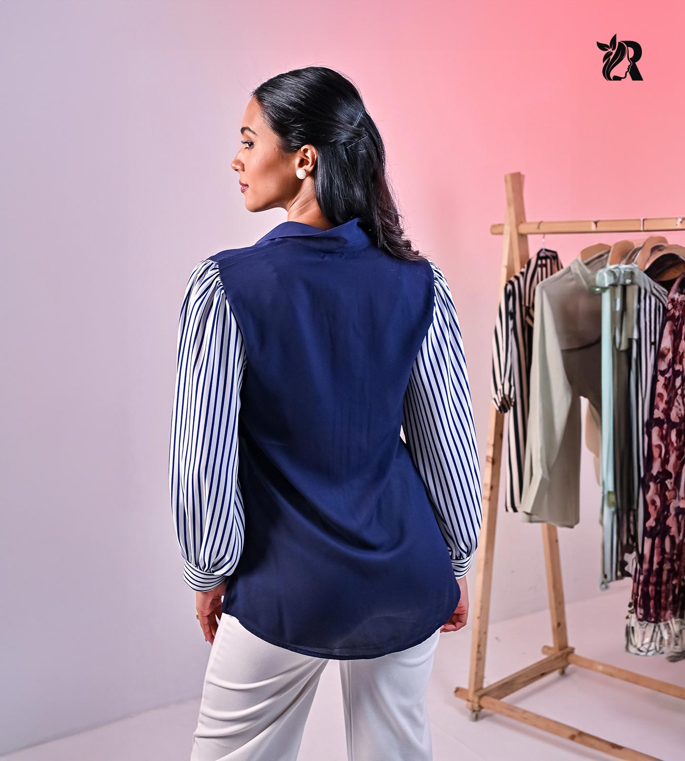 Solid Collared Buttoned Top with Balloon Sleeves (5)