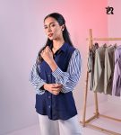 Solid Collared Buttoned Top with Balloon Sleeves (4)