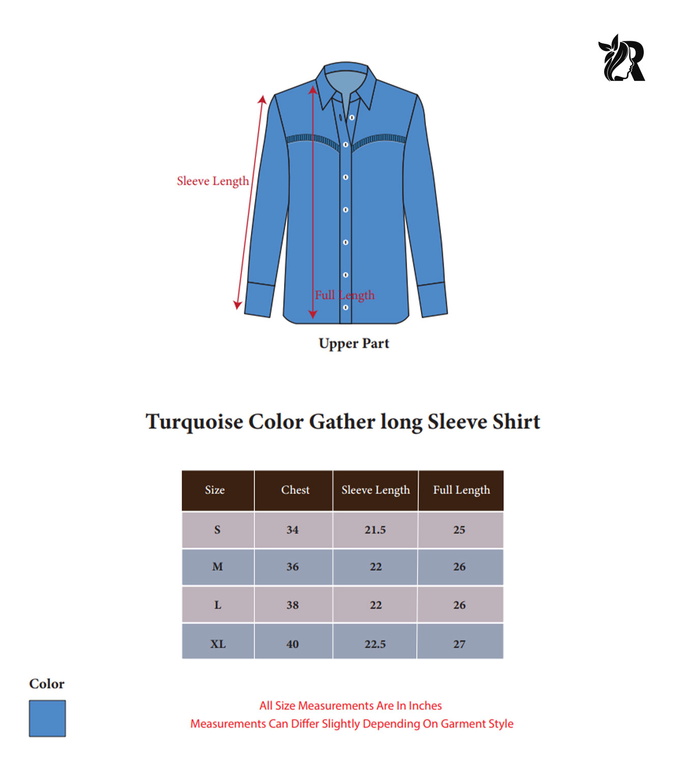 Turquoise Long Sleeve Gathered Shirt (1)