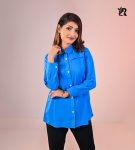 Turquoise Long Sleeve Gathered Shirt (3)