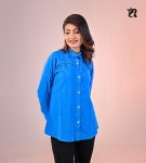Turquoise Long Sleeve Gathered Shirt (3)