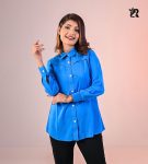 Turquoise Long Sleeve Gathered Shirt (3)