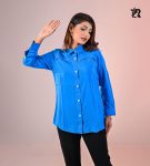 Turquoise Long Sleeve Gathered Shirt (3)